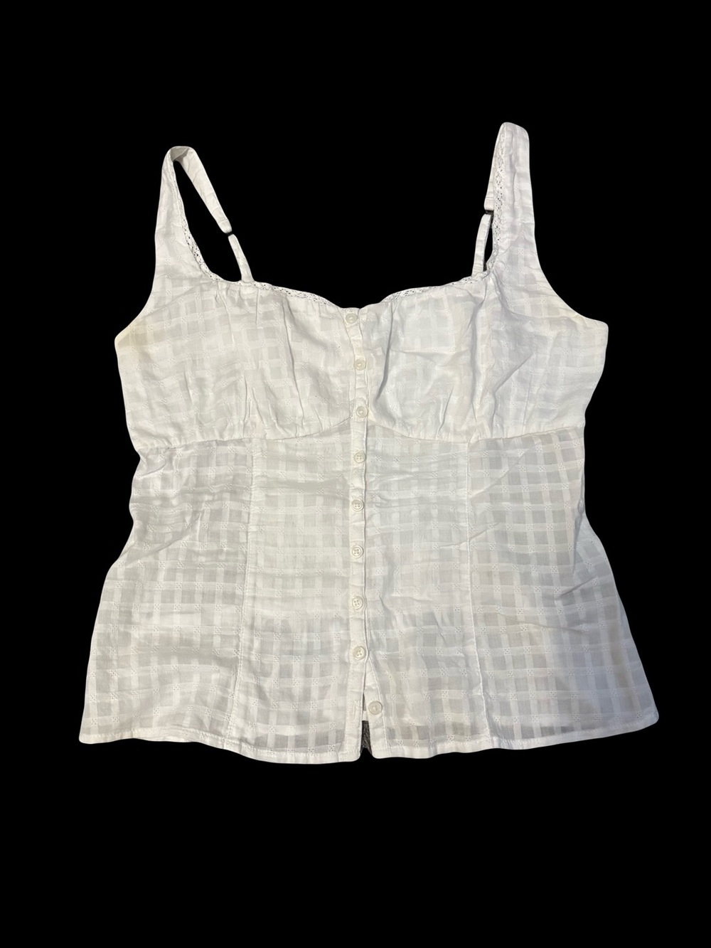 Hollister White Smocked Strap Tank